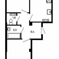 2-к. квартира, 62,3 м², 6/9 эт.