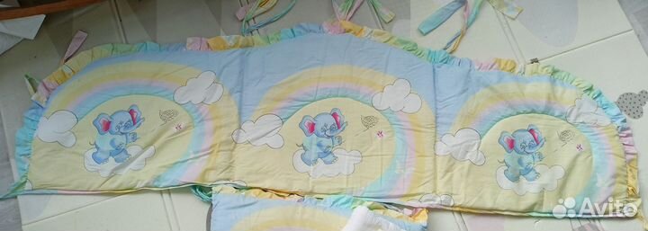 Бортики и комплект постельного белья 120*60