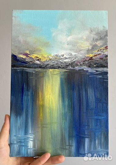 Картина маслом «Горное озеро»