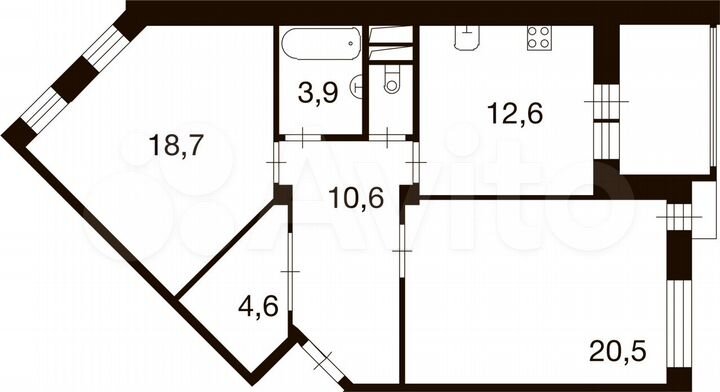 2-к. квартира, 72,6 м², 8/9 эт.