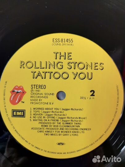 LP Rolling Stones Tattoo You. Japan. Хор.состояние
