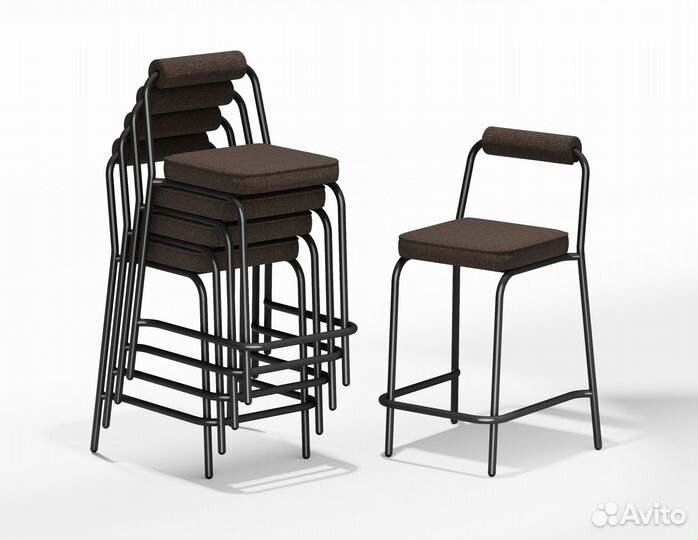 Стул для бара кожзам рогожка мягкий терракот Москв