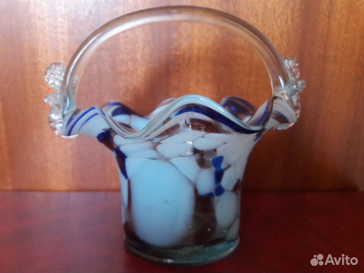 Ваза конфетница цветное стекло СССР