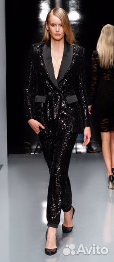 Италия Новые Брюки Штаны Чёрные Пайетки Корпоратив