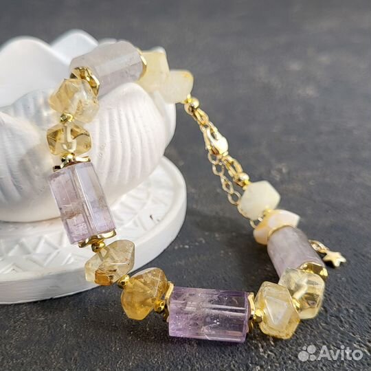 Браслет из аметиста цитрина натуральных камней укр