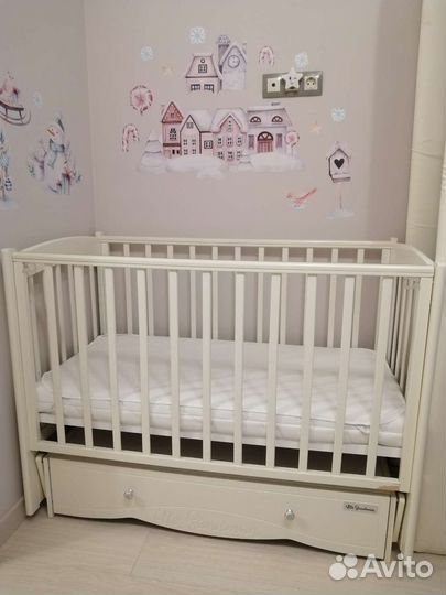 Детская кровать с ящиком + матрас Плитекс