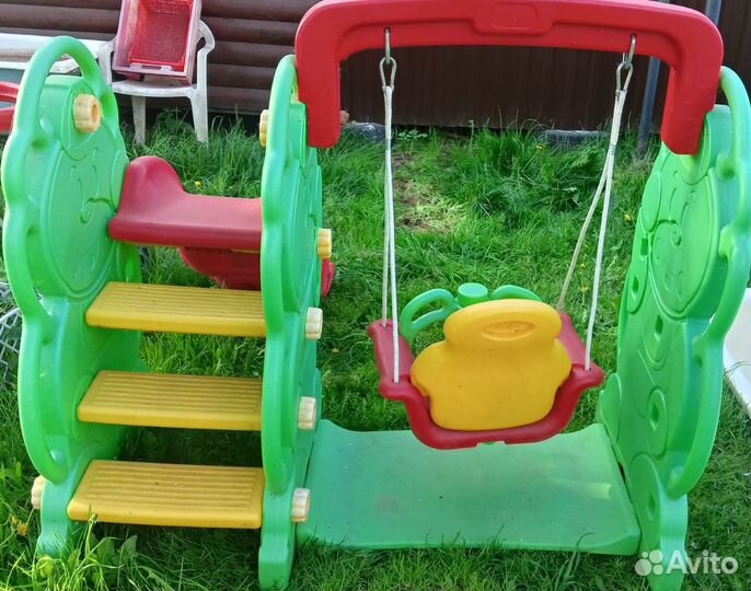 Детский игровой комплекс горка - качель-кольцо