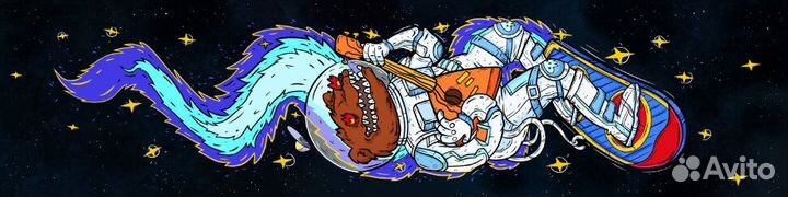 Шкурка для самоката Комета Космо-Медведь синий