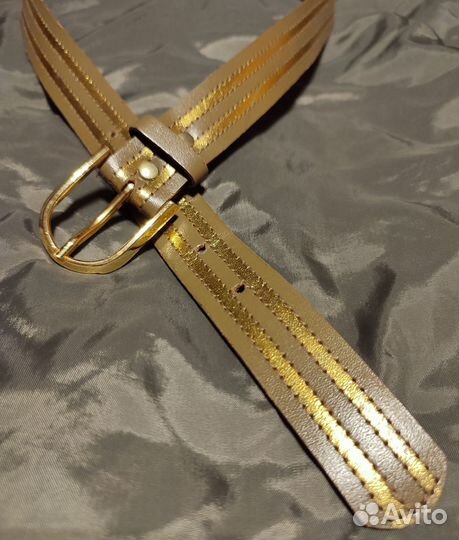 Италия ремень пояс винтаж кожа с золотом