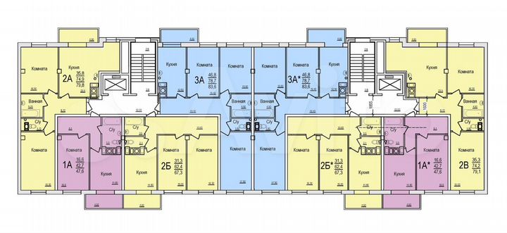 2-к. квартира, 67,3 м², 8/10 эт.
