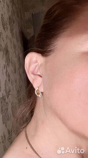 Серьги серебряные с цитринами и фианитами