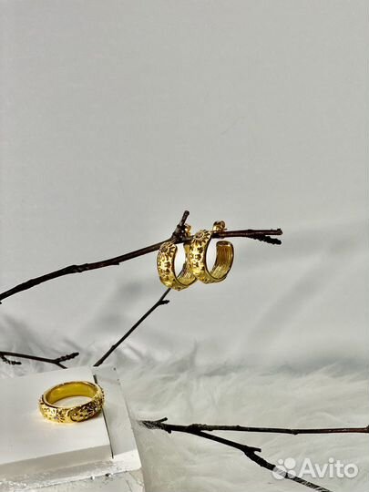 Комплект серьги и кольцо