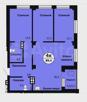 4-к. квартира, 90,2 м², 19/21 эт.