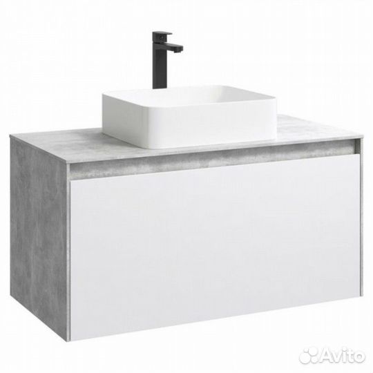 Мебель для ванной Aqwella Mobi 100 бетон светлый фасад белый