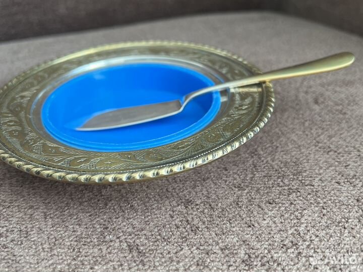 Масленка. Икорница. Ручная гравировка. Индия