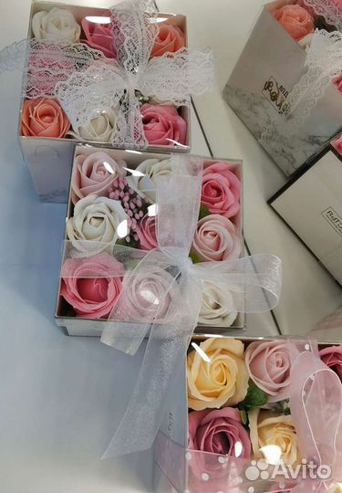 Мыльные розы в коробке