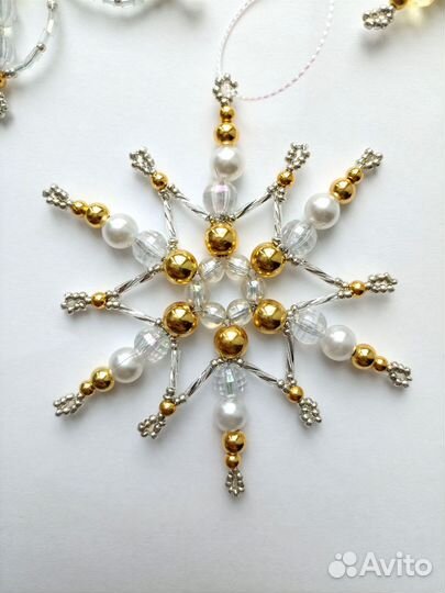 Елочные игрушки снежинки 4 шт. комплект на елку