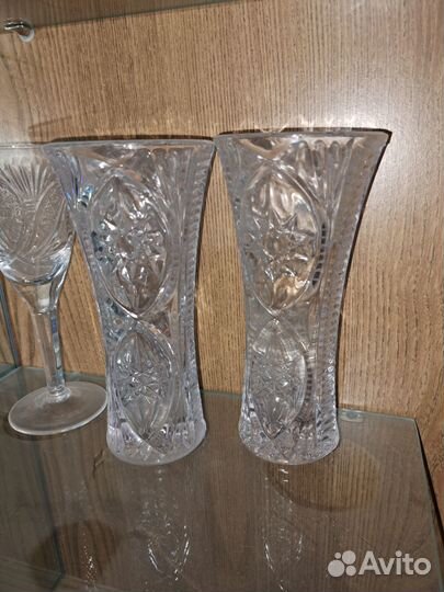 Хрустальная ваза 18 см 2 штуки