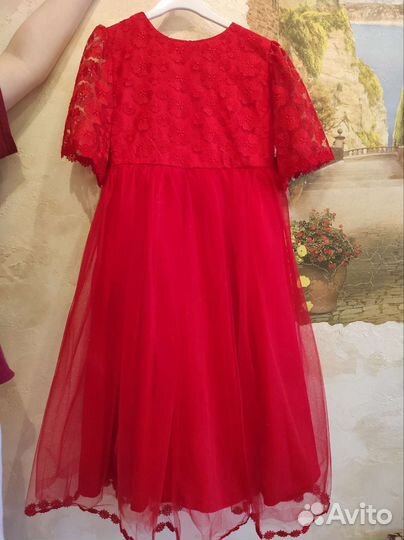 Нарядное платье для девочки 134 140 длинное