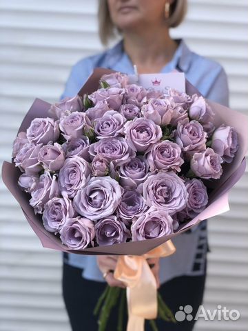 Букет из 35 сиреневых Роз Эквадор в матовой бумаге