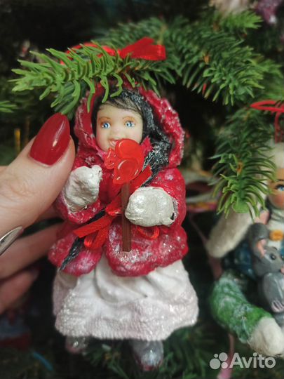 Ватные елочные игрушки новые девочка