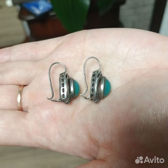 Винтажные сережки времён СССР серебряные