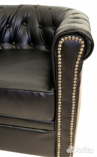 Черный трехместный диван из кожи Karo black 3S