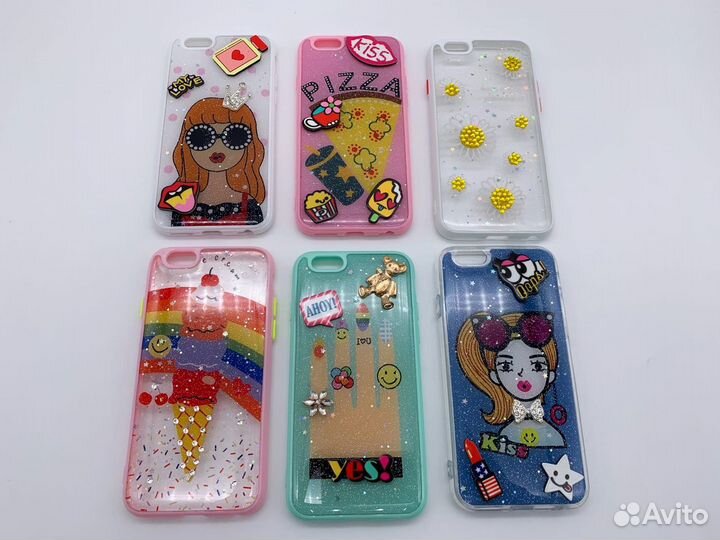 Чехол силиконовый iPhone 3D принт стразы