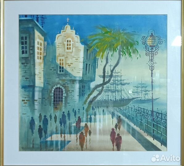 Акварель картина рукописная Л.С.Герасимов