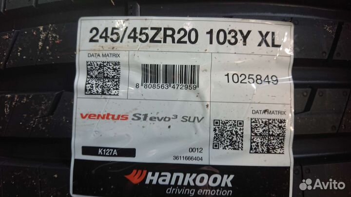 Hankook Ventus S1 Evo 3 K127 245/45 R20 и 275/40 R20