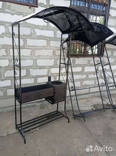 Мангал с печью под казан и крышей