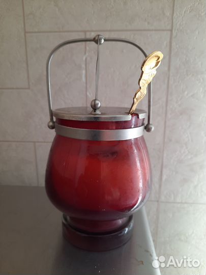 Сахарница цветное стекло СССР