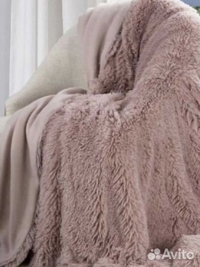 Плед травка беж/молочный/яркий новый