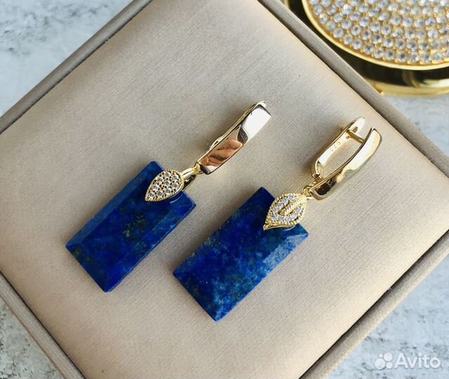 Серьги из натуральных камней лазурит