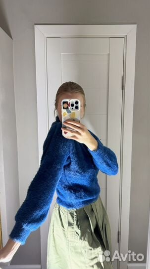 Мягкая пушистая кофта синяя размер XS