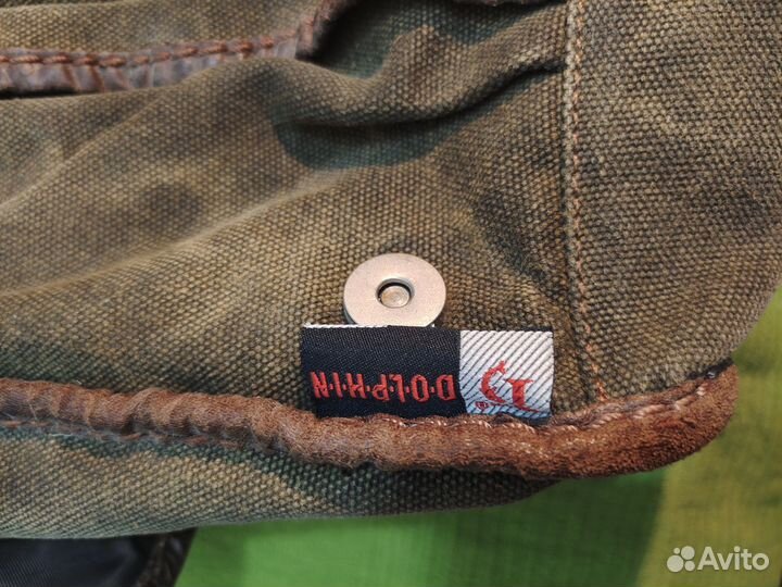 Сумка коричнево-зелёная джинса и экокожа dolphin