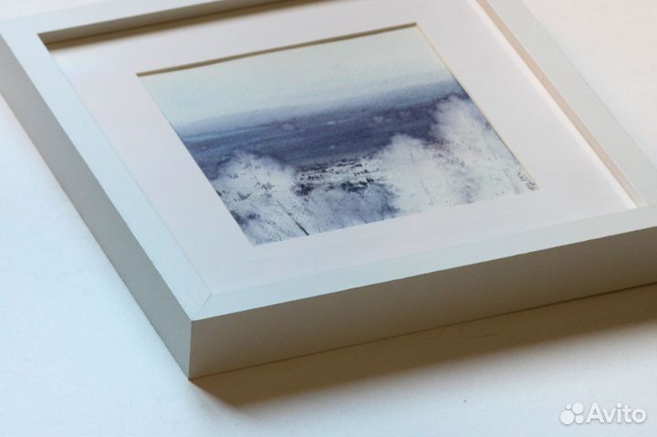 Картина в раме с паспарту Зима