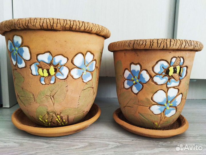 Горшок для цветов/ ручная работа/ глина