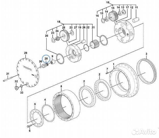 Вал 7117-30330 шестерня солнечная Volvo EC