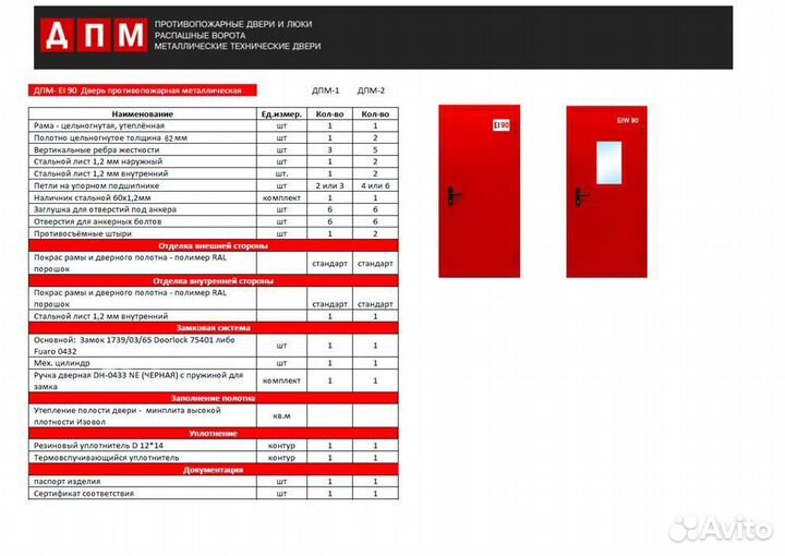 Дверь противопожарная 2080*1260 двупольная наличие