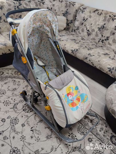 Детские санки коляска с колесами