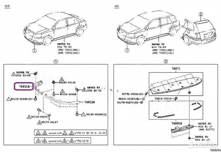 Накладка переднего бампера правая Toyota Avensis 2