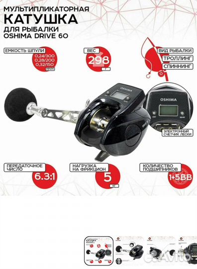 Катушка мультипликаторная Oshima Drive 60