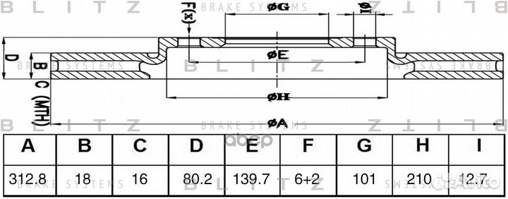 Диск тормозной задний вентилируемый BS0474 Blitz