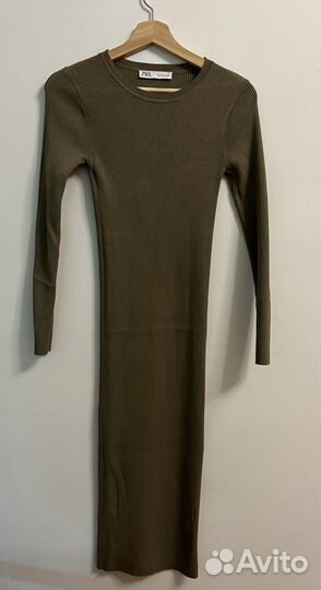 Платье zara цвета хаки (лапша)