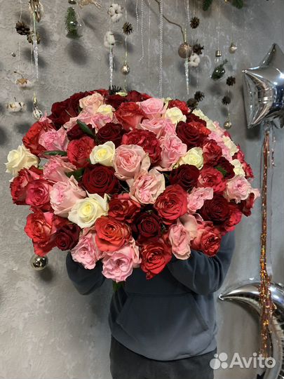 Букеты гиганты, розы 301шт, розы 101шт, розы 51шт