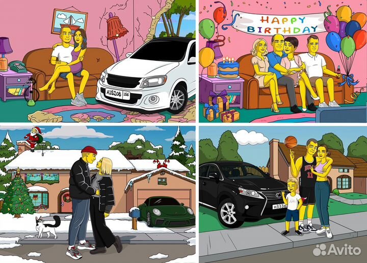 Портрет в стиле Симпсоны и Рик и Морти