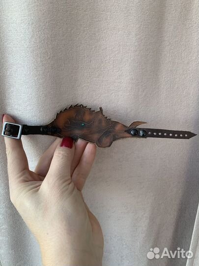 Кожаный мужской браслет-стилизация дракона