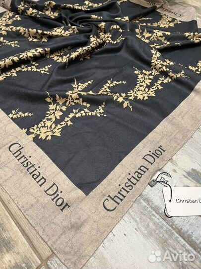 Шерстяной платок Dior черный двухсторонний мягкий