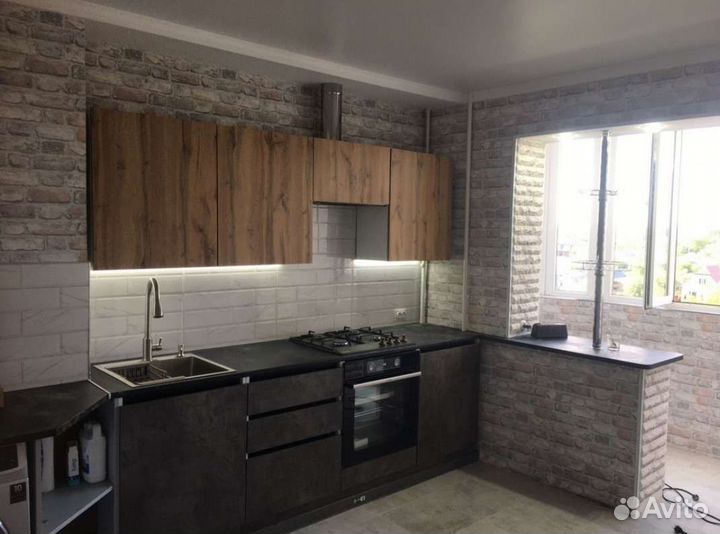 Кухня бетонная прямая